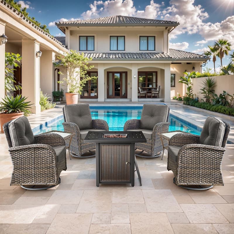 Gymojoy Outdoor Patio Chair & Fire Pit Set Luxurious Comfort Conversation Set