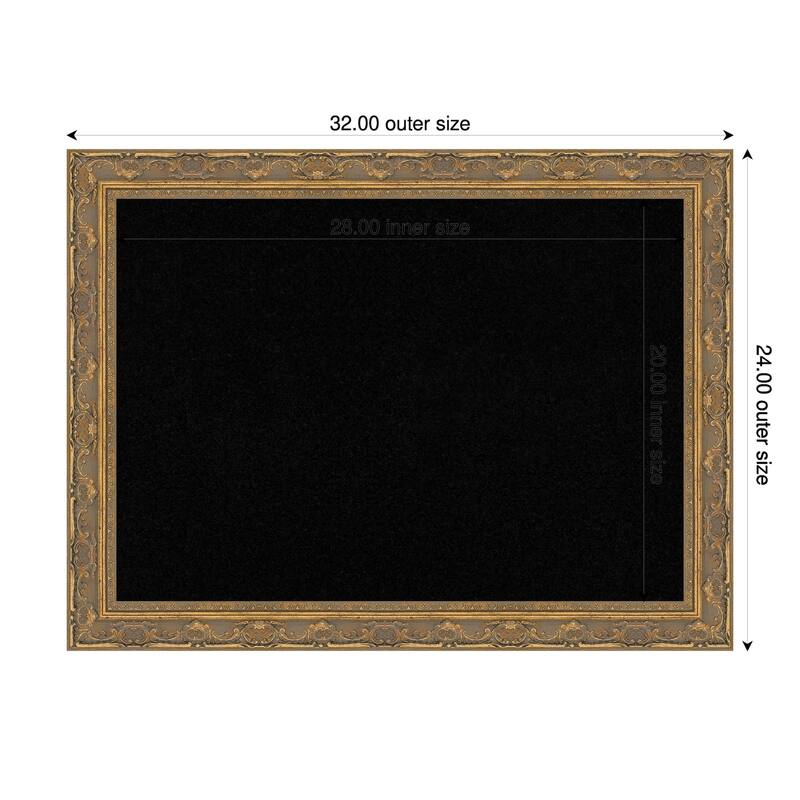 Filigree Gold Framed Cork Board - Bulletin Board, Organization Board, Pin Board - Black - 32 x 24 in