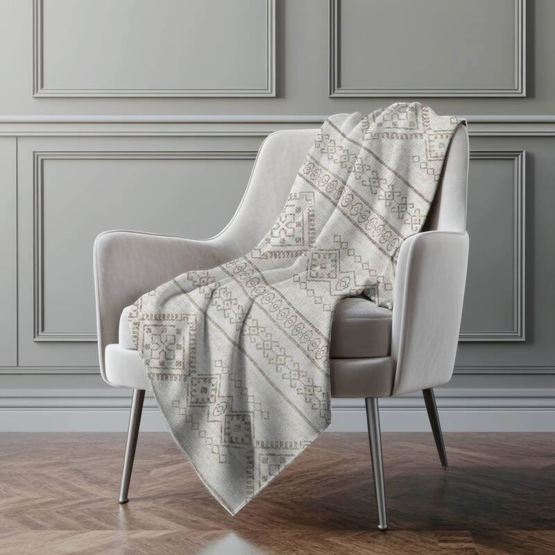 Premium Machine Washable ASB120 Boho Global Sherpa Throw Blanket