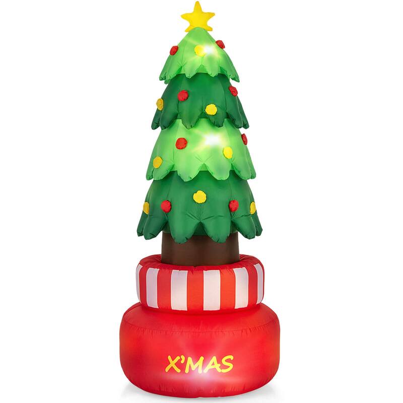 Tall Christmas Inflatables Xmas Inflatable Rotating Tree Freestanding - Multi-colored - Multi-colored