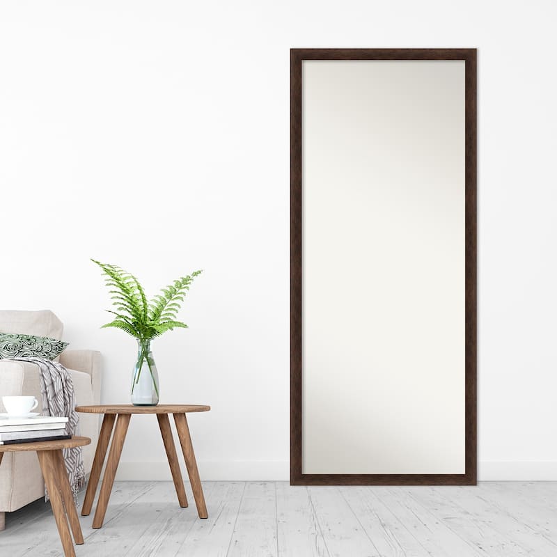 Warm Walnut Narrow Non-Beveled Wood Framed Full-Length Floor Leaner Mirror - Warm Walnut Narrow - Glass Size 24x60