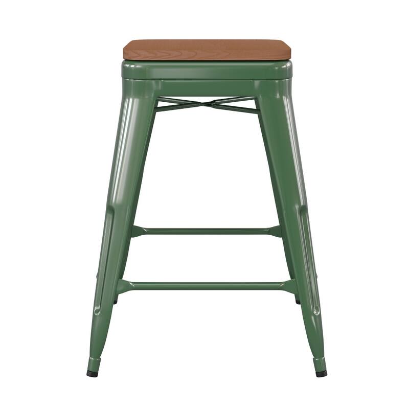 Indoor/Outdoor Backless Counter Stool with Poly Resin Seat
