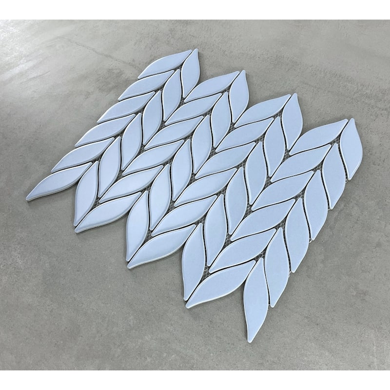 Petal/Leaf Matte Porcelain Mosaic Tile - Wall & Floor Use - 1 Case (15 Sheets)