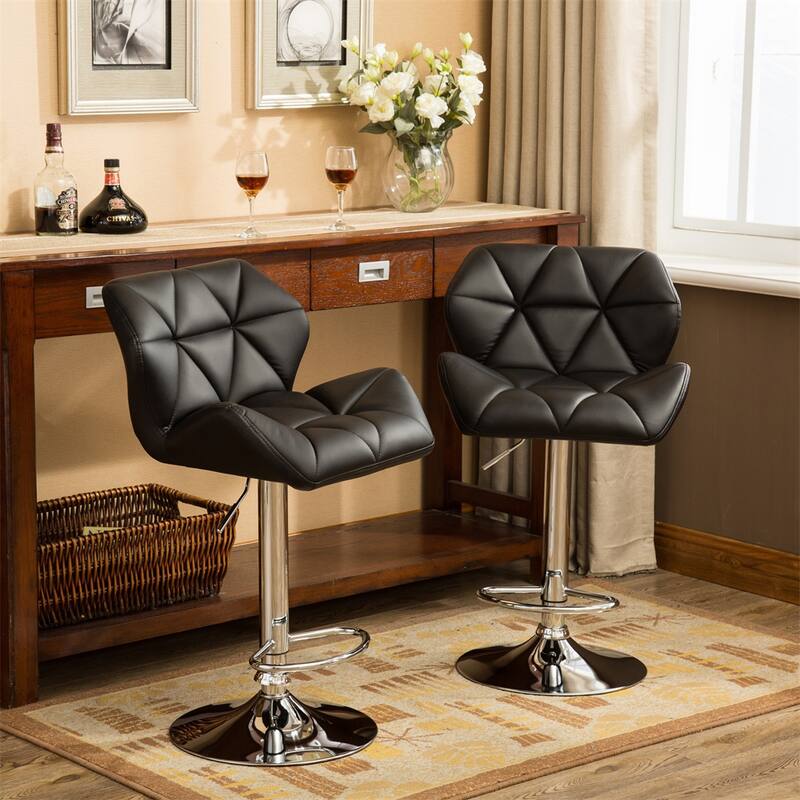Contemporary Tufted Adjustable Height Hidraulic Bar Stools (Set of 2)