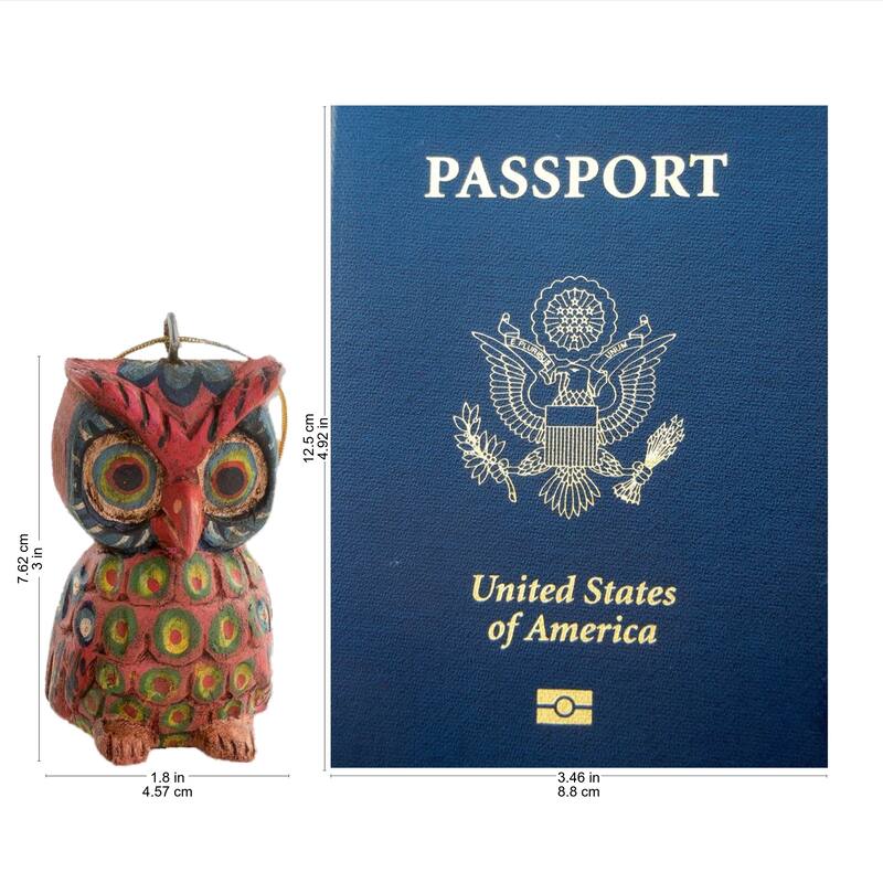 Wood ornaments, 'Charming Owls' (set of 4) - 3" H x 1.8" W x 1.2" D