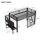 preview thumbnail 8 of 8, Metal Low Loft Bed Frame with Storage Staircase and Iron mesh