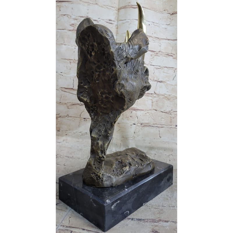 Rhinoceros Rhino Bronze Metal Handmade Statue Sculpture Modern Art 14 Inches X 10 Inches
