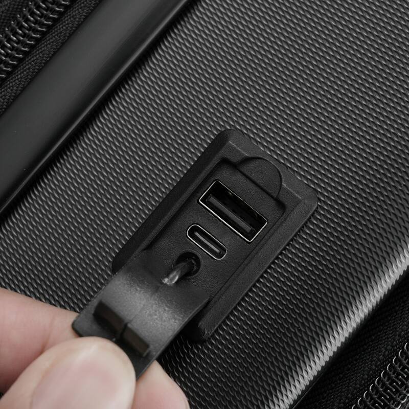 Luggage Sets 5 Piece with Front Opening, Hardside Expandable Carry On Suitcase Set with Double Spinner Wheel with USB Port