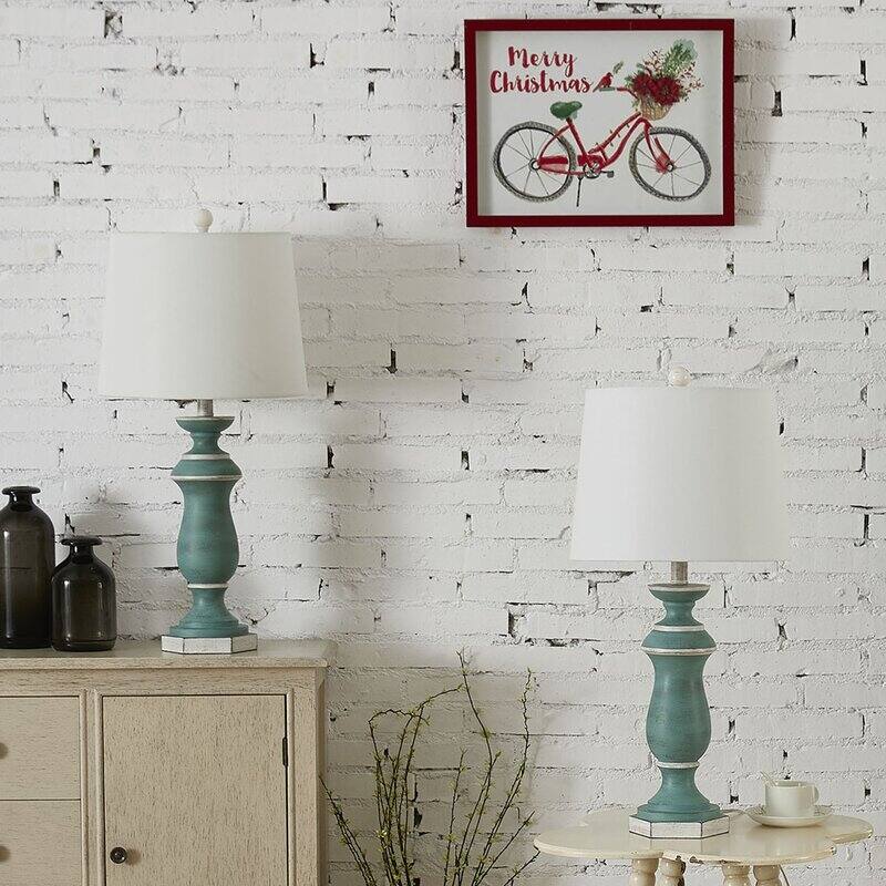 27" Resin Bedside Table Lamp (Set of 2) - Blue