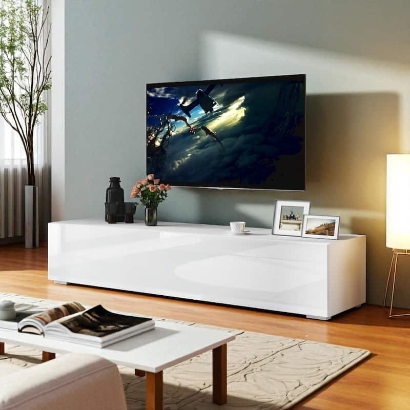 Wall Mounted Media Console 63 Inch Modern Floating TV Stand with Drop Down Storage for 50 to 59 Inch TVs