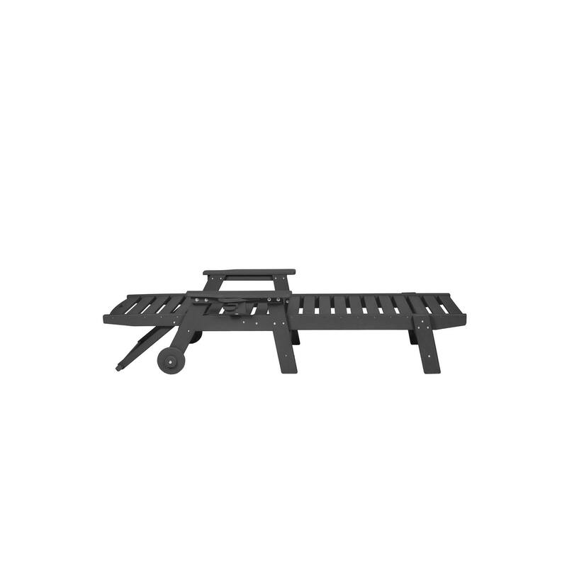 Outdoor Solid Wood Frame Slat Recliner with Pulleys