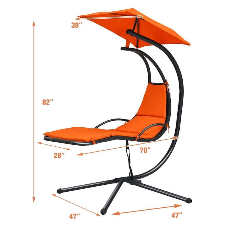 Patio Hanging Hammock Chaise Lounge Chair with Canopy Cushion for Outdoors - 47'' x 70'' x 82'' (L x W x H)