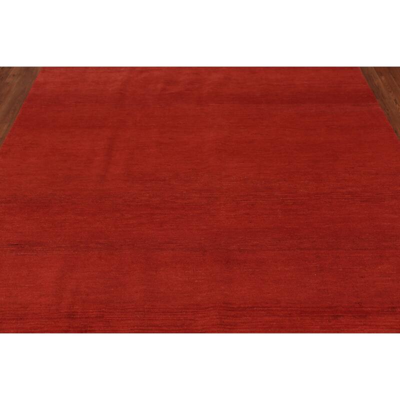 Red Modern Gabbeh Oriental Area Rug Hand-Knotted Wool Carpet - 6'8" x 9'2"