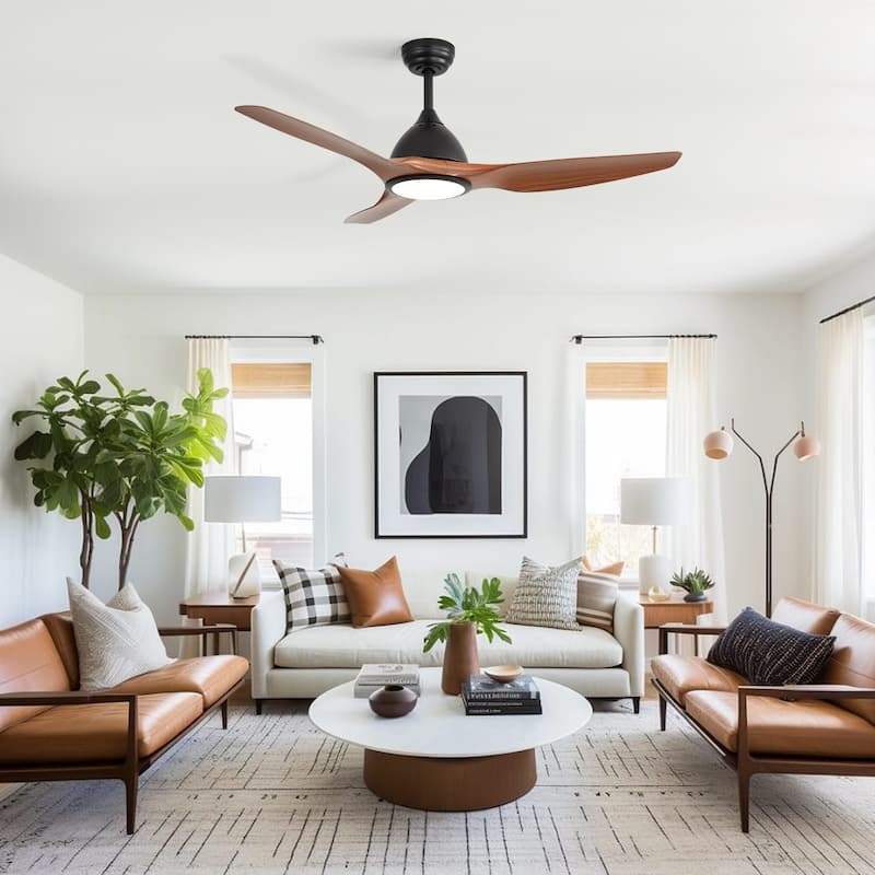 52" High CFM Modern Ceiling Fan with Remote Control and Reversible Blades With Light