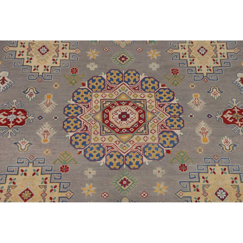 Gray Kazak Area Rug Handmade Wool Carpet - 8'1" x 12'4"