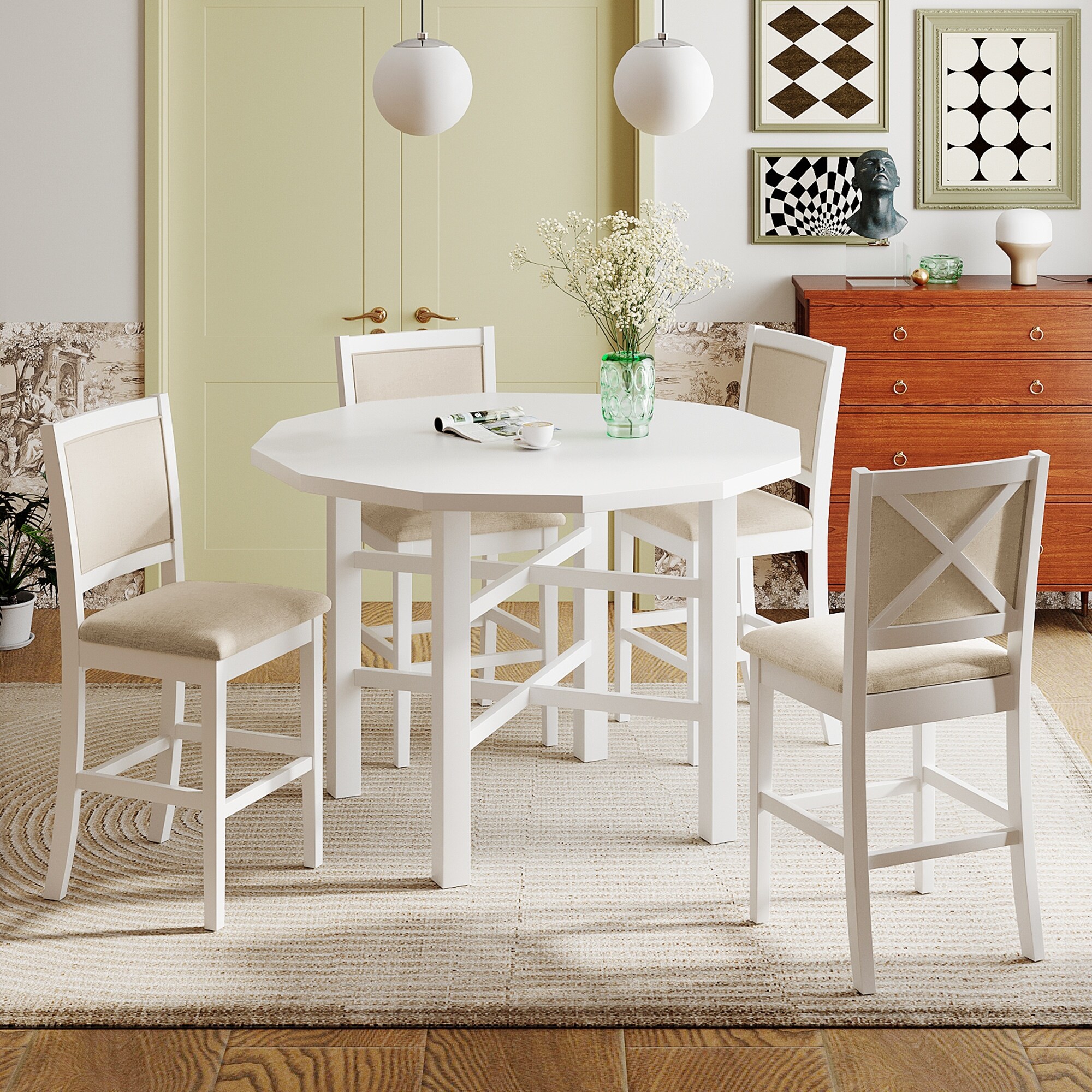 Small white kitchen sales table and 4 chairs