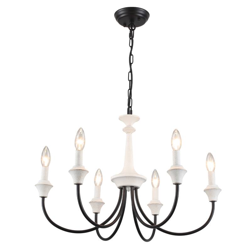 6-Light Modern Chandelier , Farmhouse Candle Chandelier for Dining Room Living Room Bedroom Kitchen - W24.4"x H15.55"