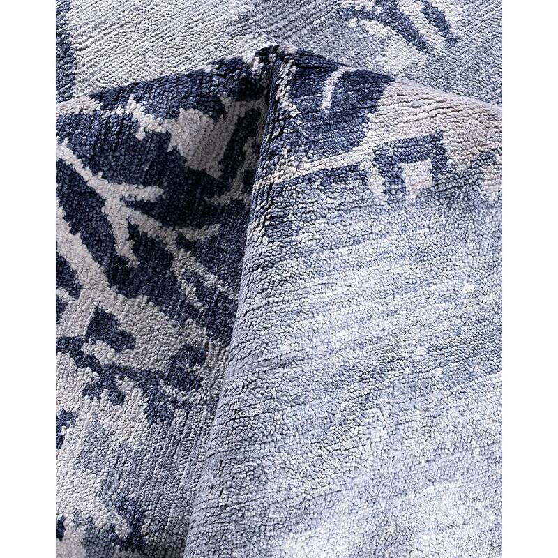Modern One-of-a-Kind Hand-Knotted Area Rug, Blue - 9' 2" x 12' 4"