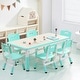 preview thumbnail 1 of 10, Height Adjustable Toddler Arts & Crafts Table and Chair Set for Ages 2-10 Light Blue