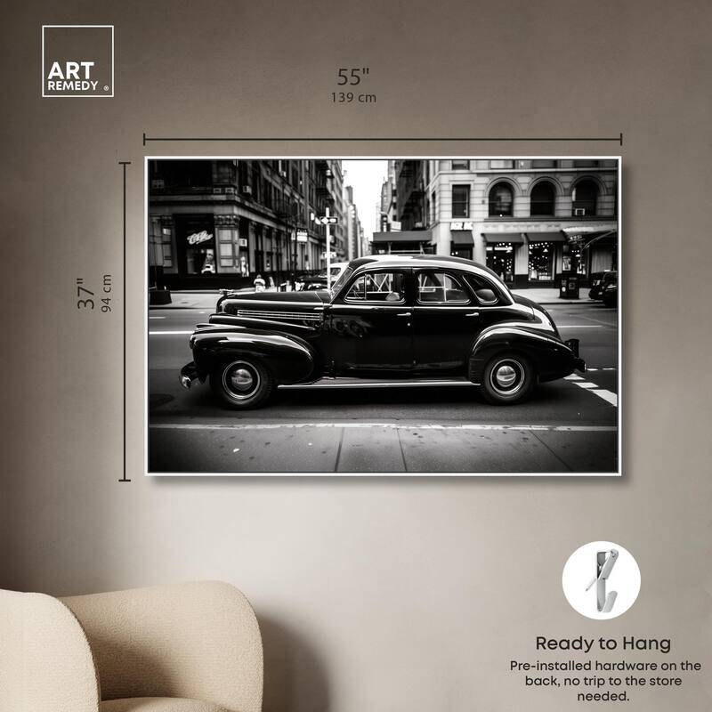 Vintage Car in New York Canvas by Art Remedy