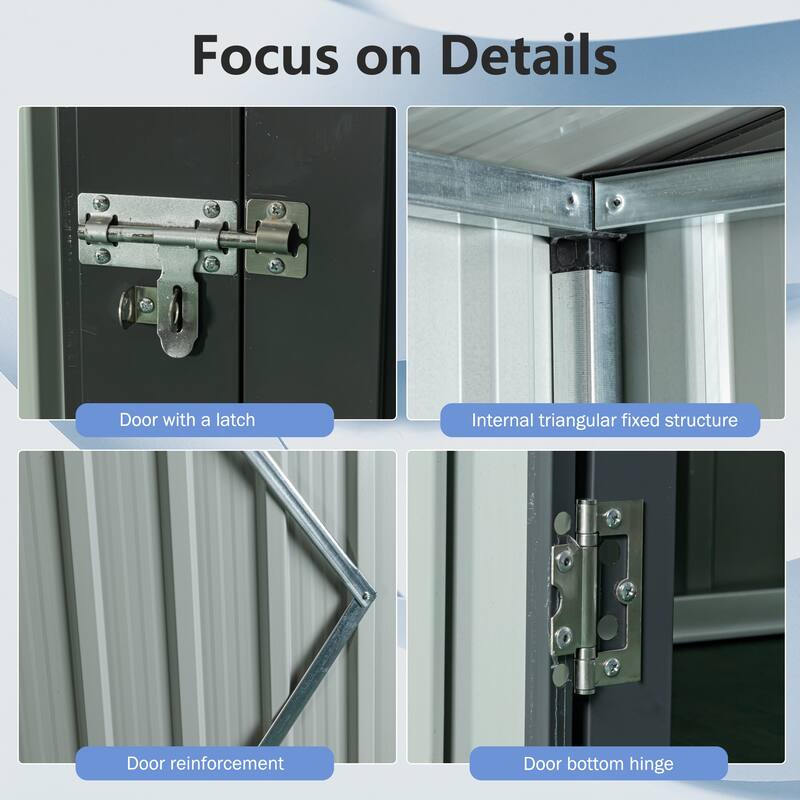 5 x 3 FT Metal Storage Shed, Transparent Panel Windows, Lockable - 5ft x 3ft