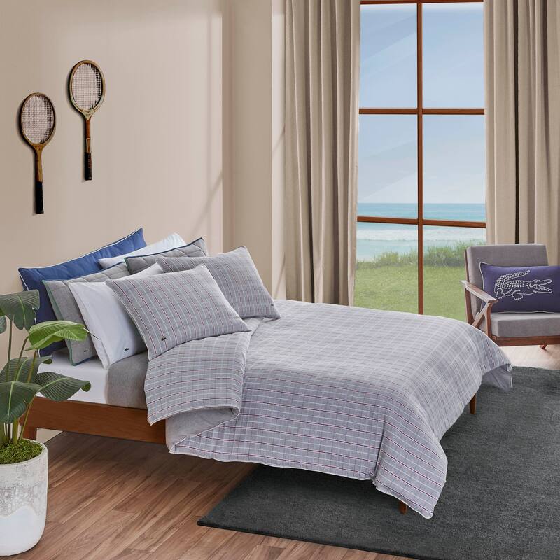 Lacoste Racquet Check 3-Piece Cotton Comforter Set