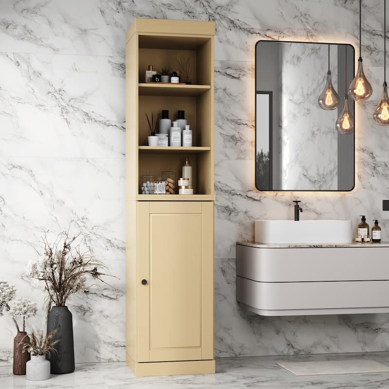 Palace Imports 100% Solid Wood 16.5" Bathroom Storage Cabinet with Solid Doors and Adjustable Shelves - Yellow