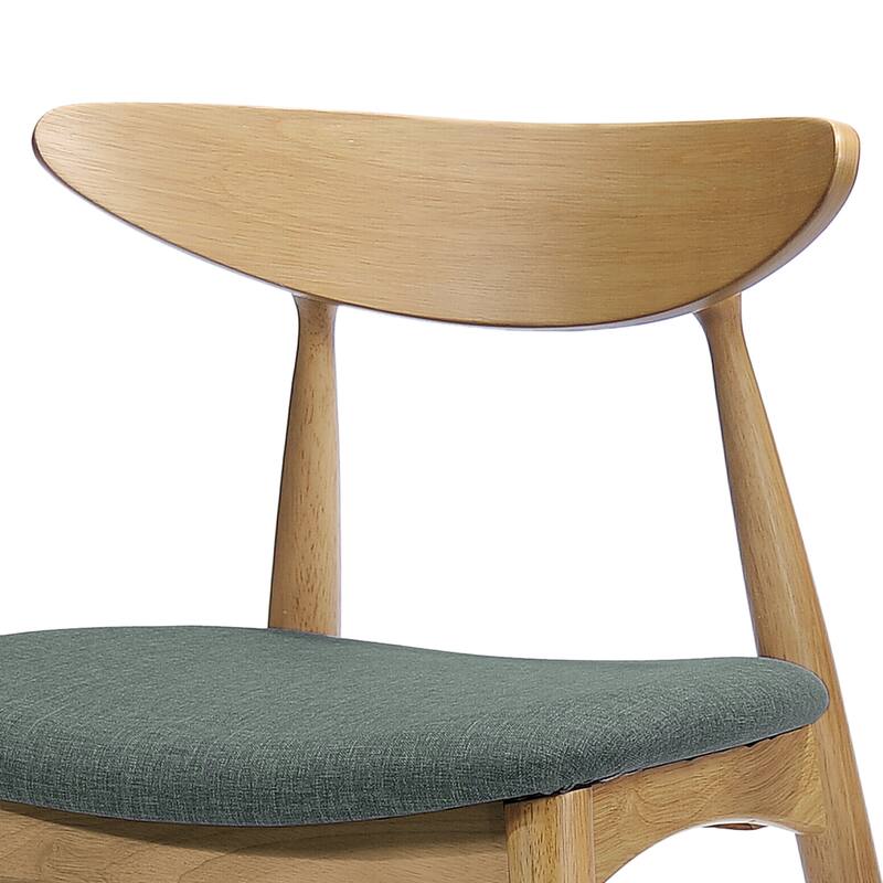 Retro Upholstered Dining & Kitchen Chairs with Wood Frame, Set of 2