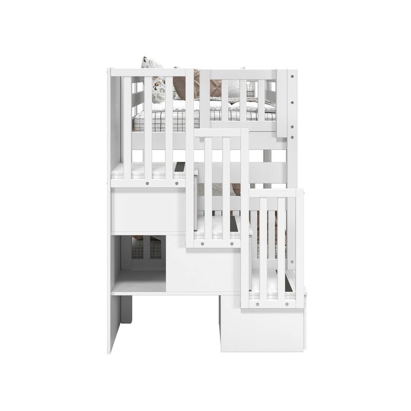 Taylor & Olive Trillium Twin over Twin Stairway Bunk Bed, 3 Steps