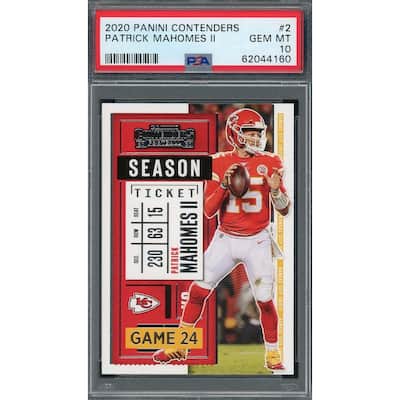 Patrick Mahomes 2020 Panini Contenders Football Card #2 Graded PSA 10 - 8'6" x 11'6"