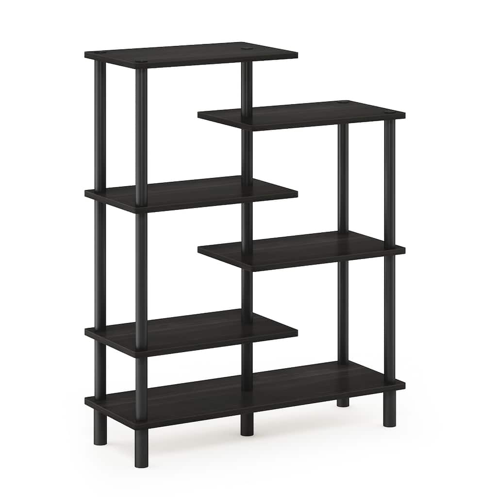 6 Tiers Wood Household Shelving Unit in Espresso/Black (31.5 in. W x 39.45 in. H x 11.61 in. D) - 31.5