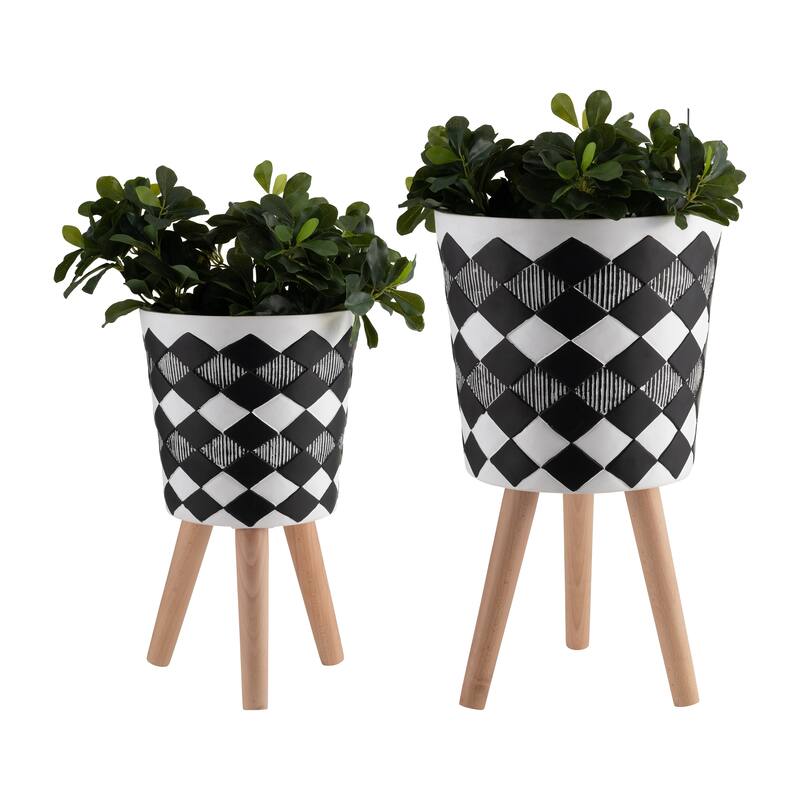 Sagebrook Home Elegant Magnesia and Beech Wood Planters - Perfect Home & Garden Accent