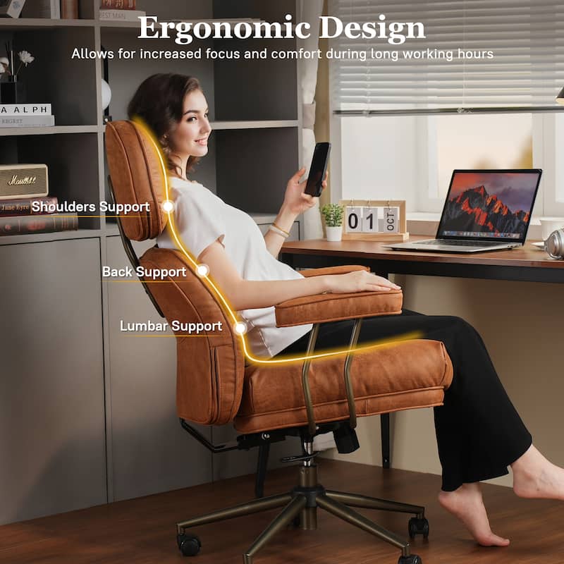 OVIOS Suede Fabric Ergonomic Lumbar Support Office Chair Desk Chair