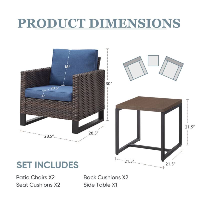 Outdoor Chairs Coffee Table Patio Chairs with Deep Seating