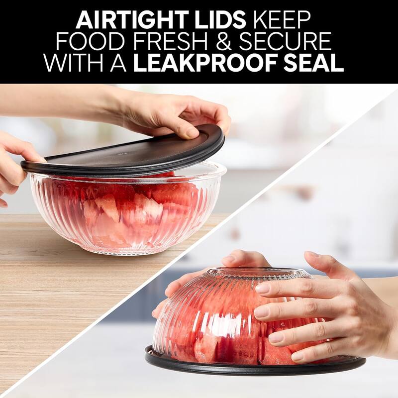 COOK WITH COLOR 12 Pc Glass Nesting Mixing Bowl Set with Lids for Cooking and Prep