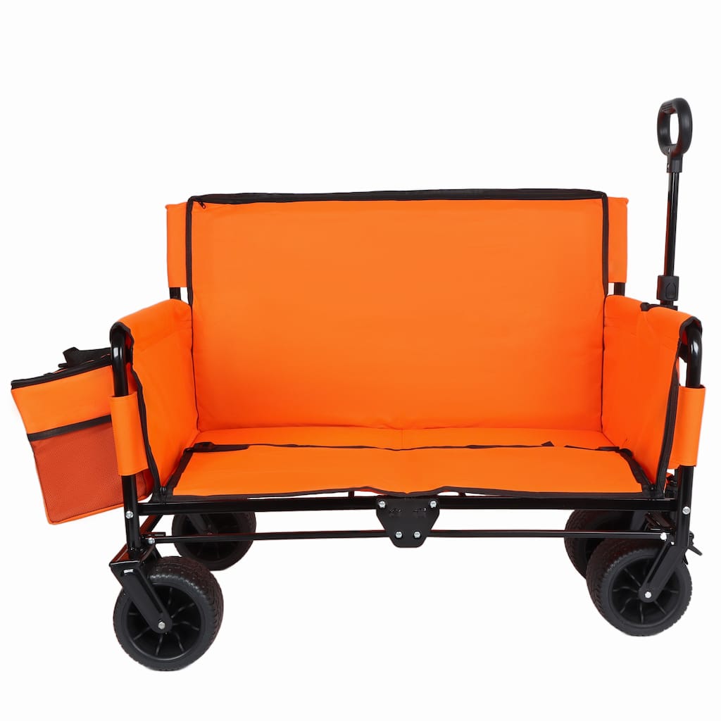 3-in-1 Folding Wagon with Bench Seat - 500lb Heavy-Duty, 180L Capacity with Ice Pack