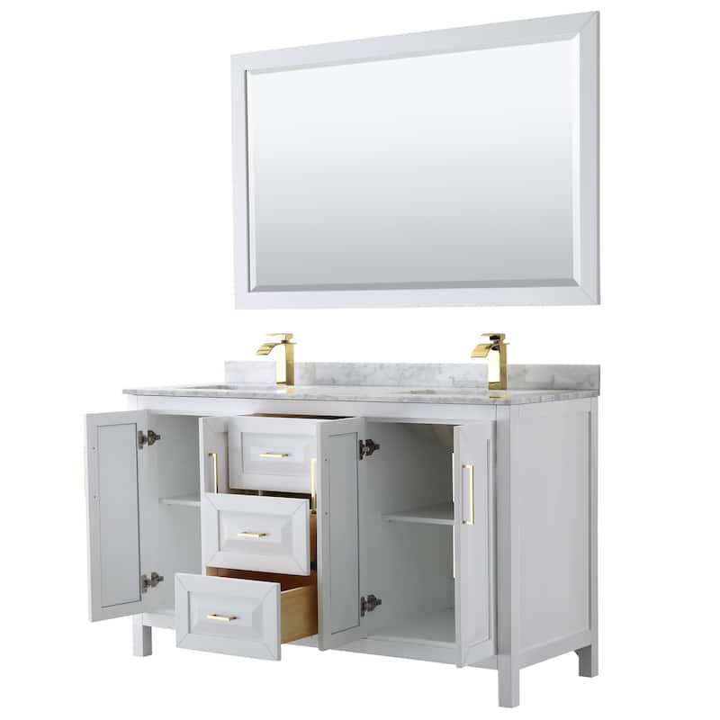 Daria 60-inch Double Vanity, Marble Top, 58-inch Mirror