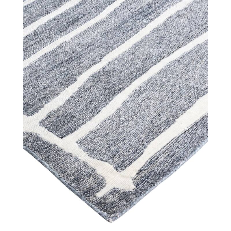Modern One-of-a-Kind Hand-Knotted Area Rug - Gray, 9' 0" x 11' 10" - 9' 0" x 11' 10"
