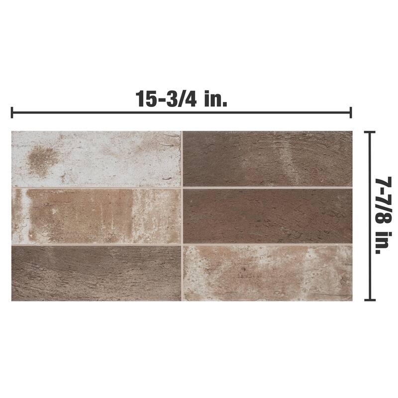 Merola Tile Kings Mud Cocoa 7-7/8" x 15-3/4" Ceramic Wall Tile