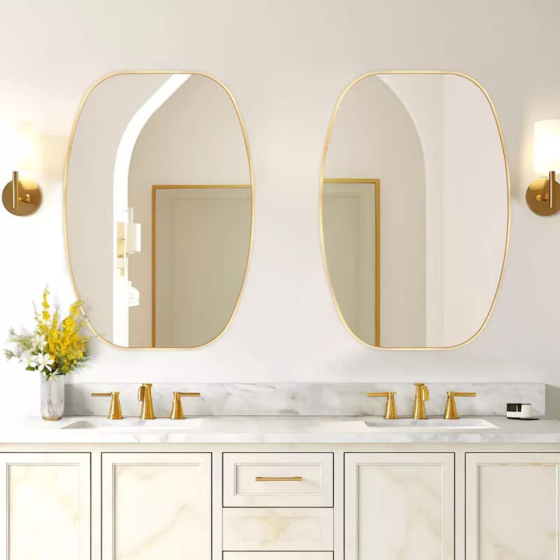 2 Pack Oval Mirror Vanity Decorative Wall Mirror - 20X30 - Gold