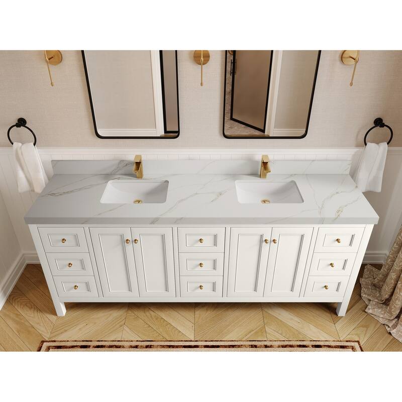 Willow Collections 84 in. W x 22 in. D Nashville Double Bowl Sink Bathroom Vanity with Countertop