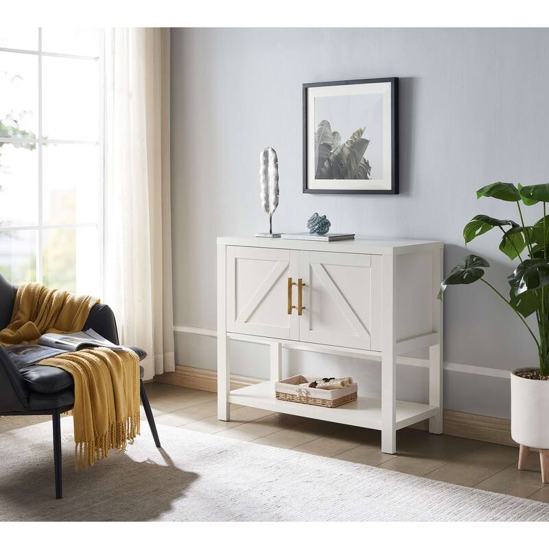 2-Door Modern Console Table, Buffet Storage Cabinet, White