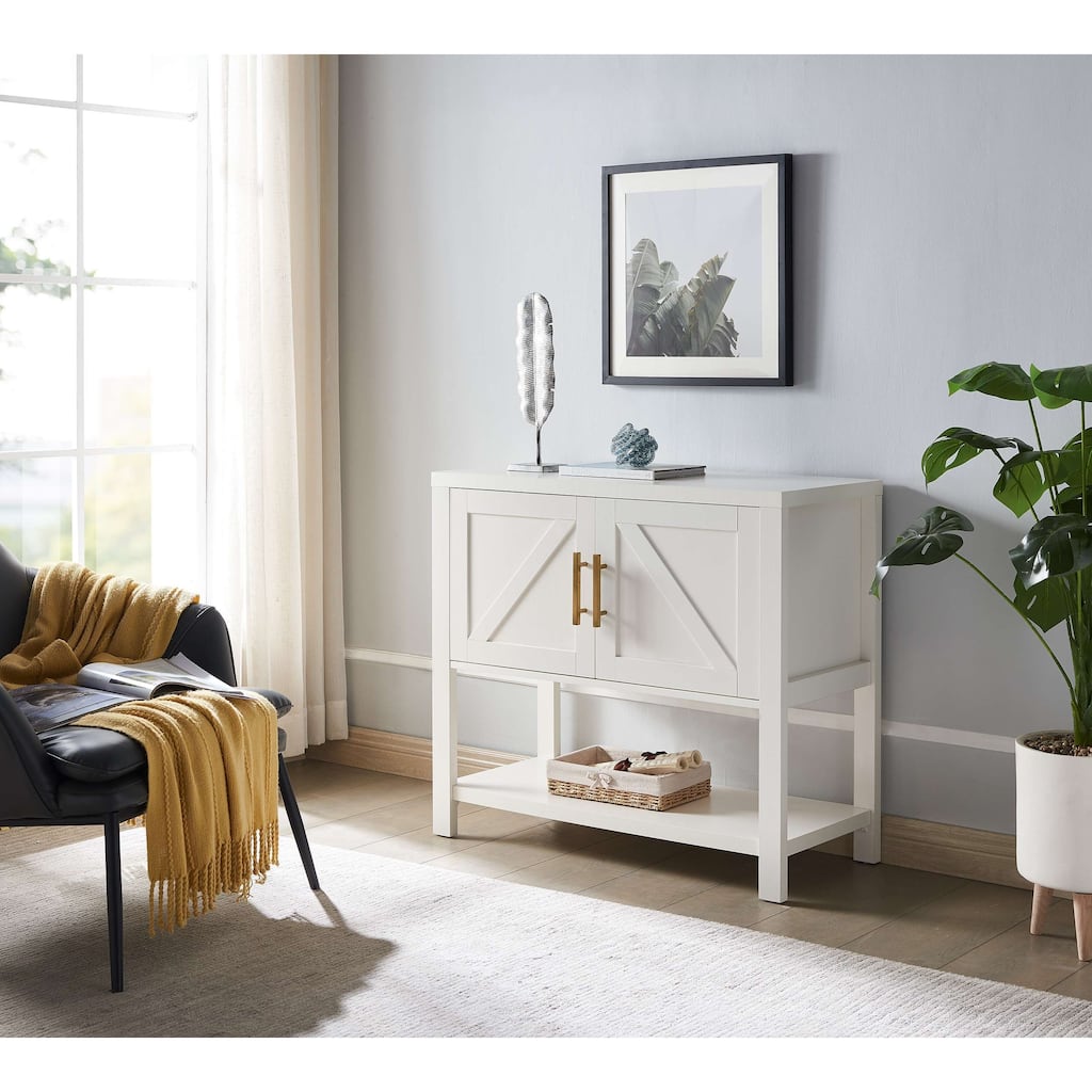 2-Door Modern Console Table, Buffet Storage Cabinet, White