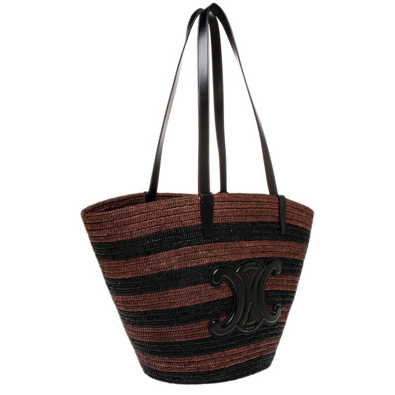 Celine Couffin Classic Panier in Raffia and Leather