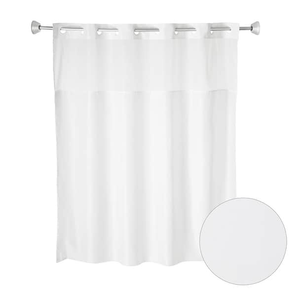 slide 2 of 5, Whitmor No Hook Split Ring Shower Curtain with Window, No Snap Liner, 71" x 74"