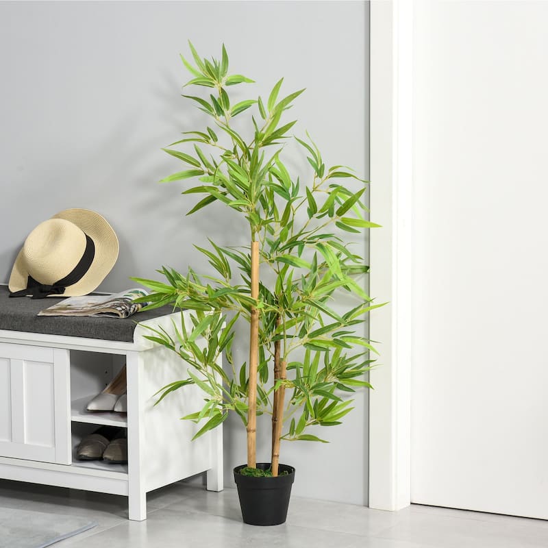 Artificial BamBoo Tree, 4Ft Fake Tree with Realistic LeaF and Natural Trunk, Decorative Plant in Nursery