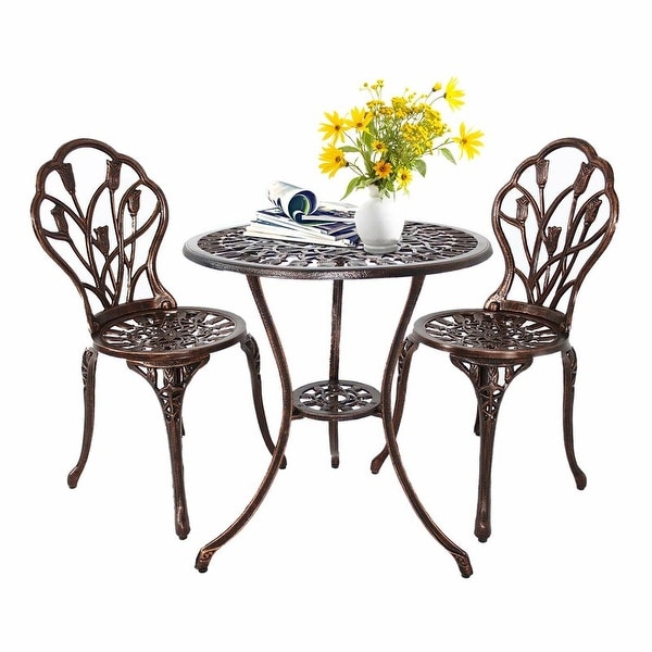 Shop Outdoor 3-Piece Cast Aluminum Bistro Set - Overstock ... (600 x 600 Pixel)