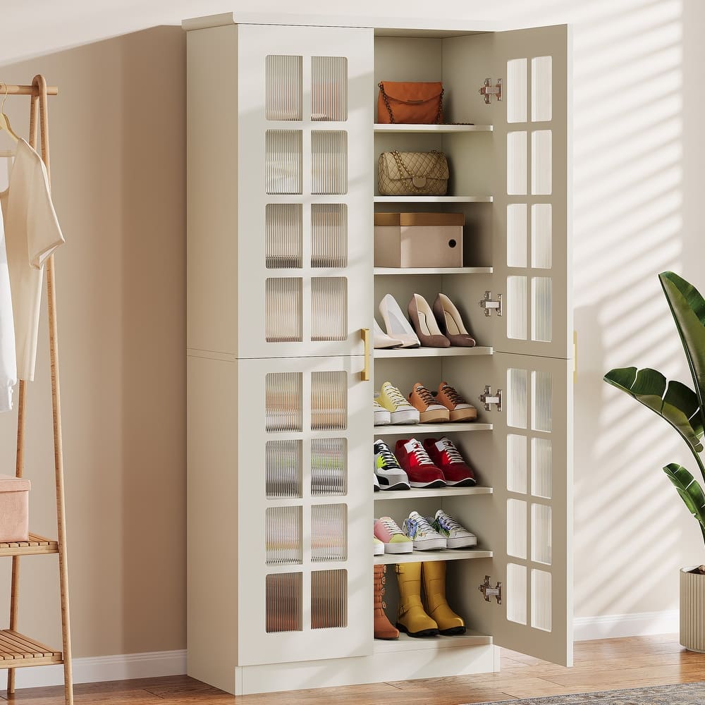9-Tier Shoe Cabinet with Adjustable Shelves and Doors (71 Inches)