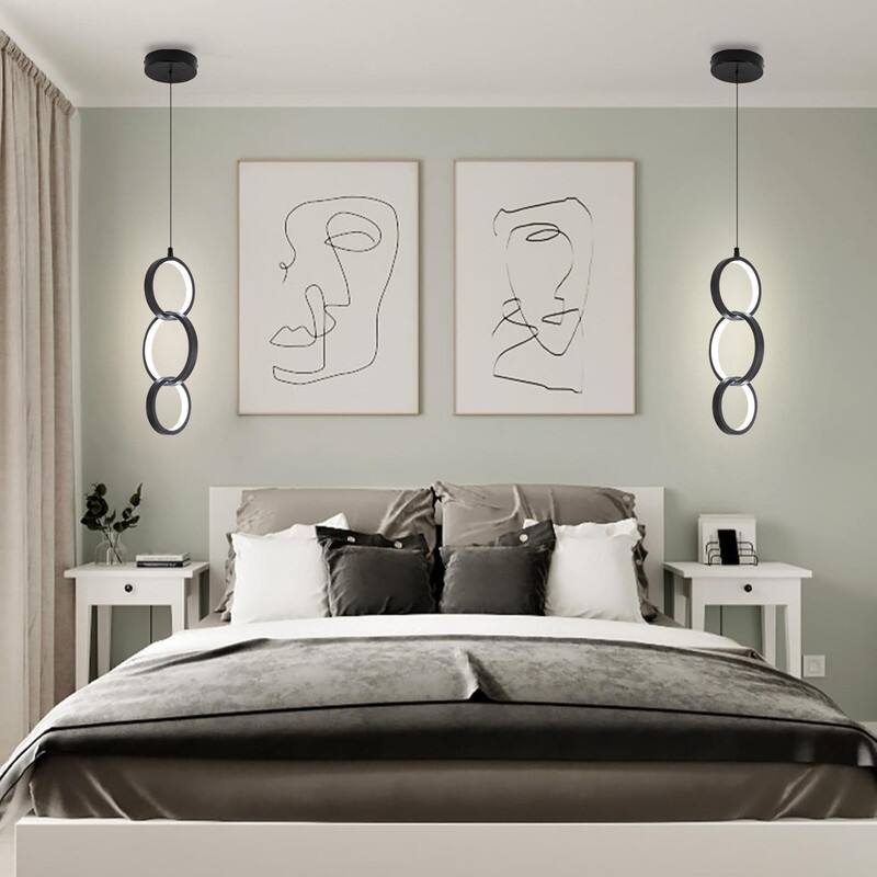 18W bulb light black kitchen island lamp aluminum pendant light