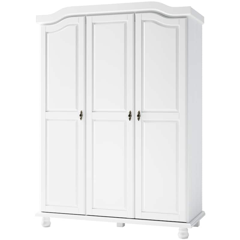 Palace Imports 100% Solid Wood Kyle 3-Door Wardrobe Armoire with Raised Panel or Mirrored Doors